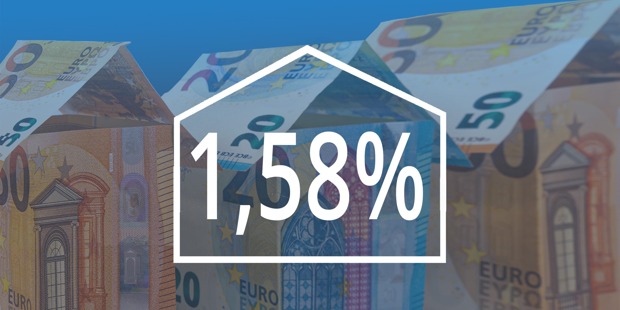 cottages made of 50 and 20 euro banknotes and a calculator isola